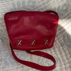 Paloma Picasso Red Shoulder Bag with Gold Accents